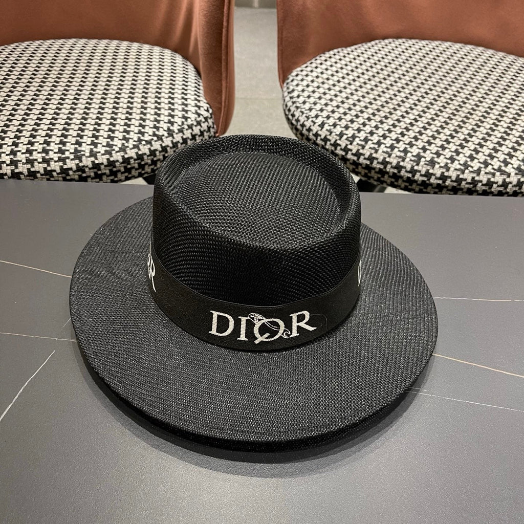 DIOR 26S LOGO STRAW BOATER HAT STYLE 22