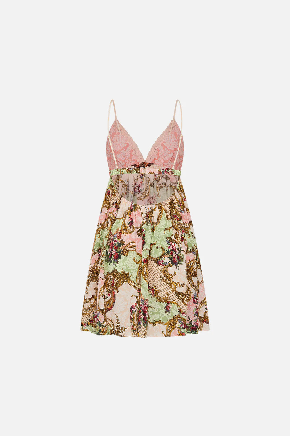 CAMILLA PRINTED SILK V-NECK MINI DRESS 270304