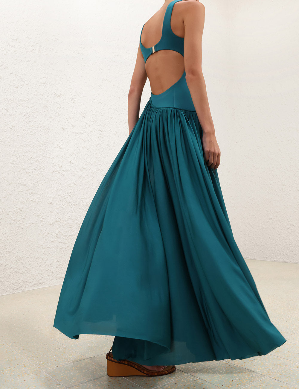ZIMMERMANN 26S PLEATED HALTER MAXI DRESS STYLE 171