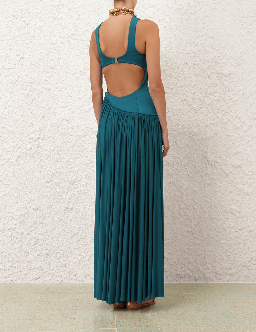 ZIMMERMANN 26S PLEATED HALTER MAXI DRESS STYLE 171