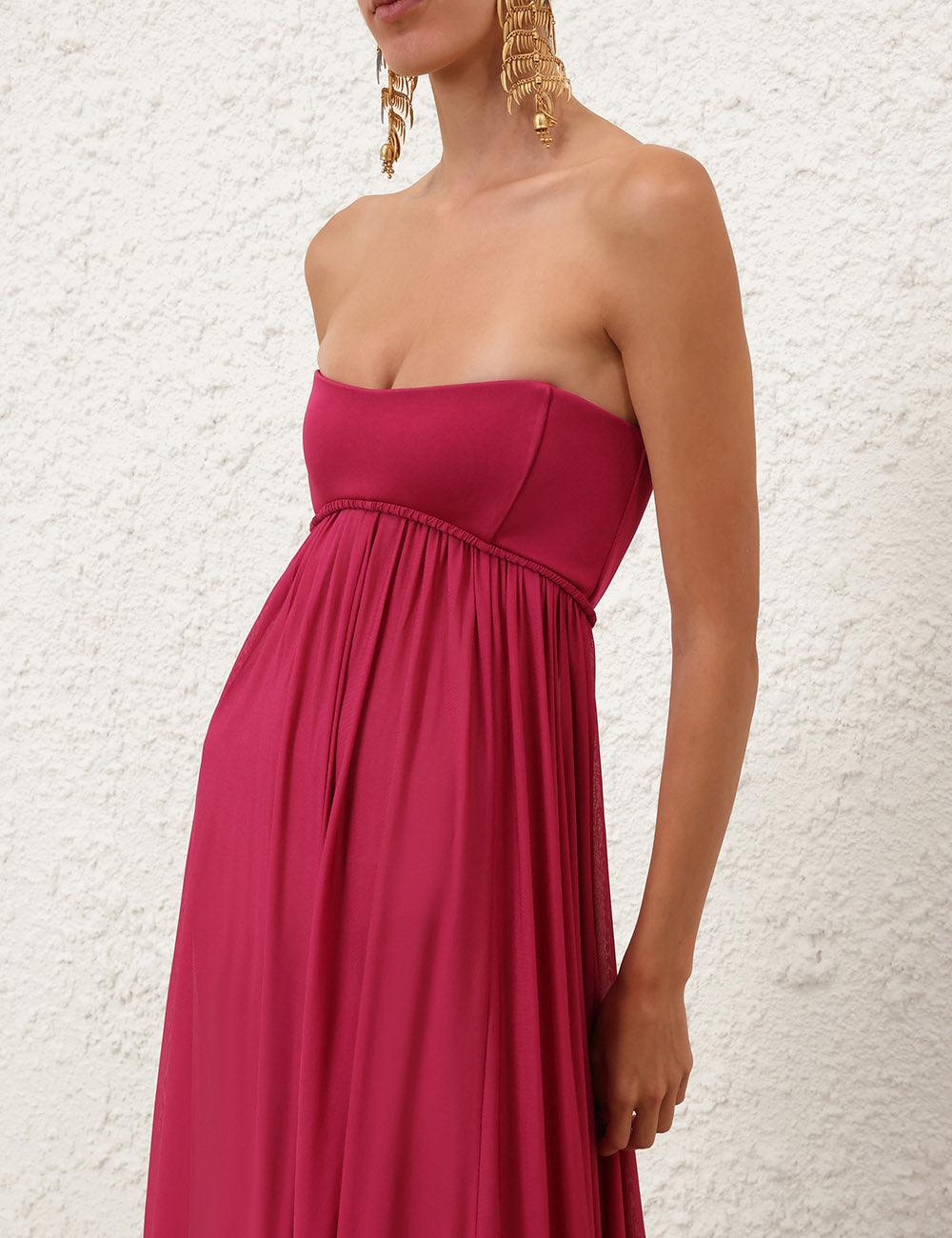 ZIMMERMANN 26S PLEATED STRAPLESS MAXI DRESS STYLE 170