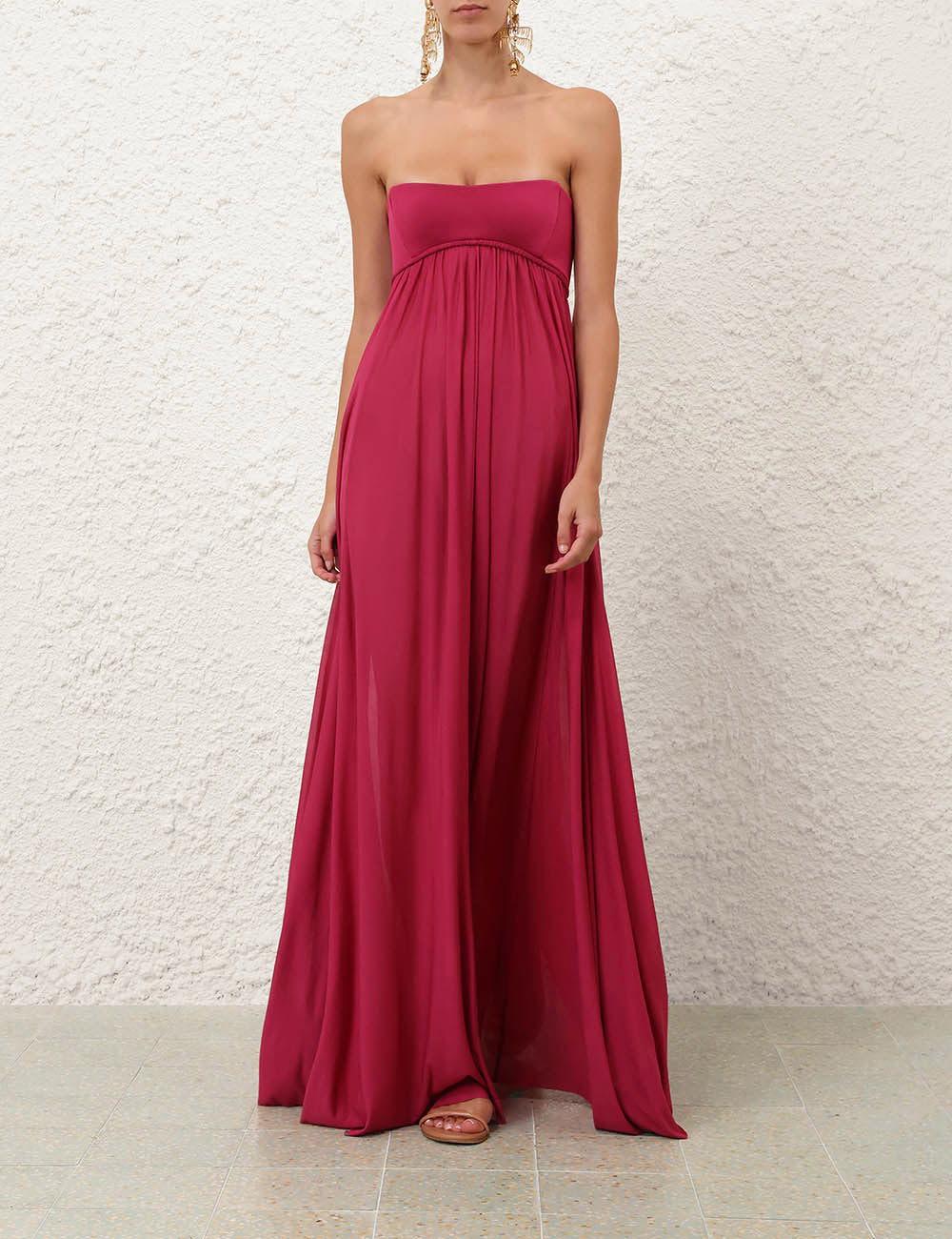 ZIMMERMANN 26S PLEATED STRAPLESS MAXI DRESS STYLE 170