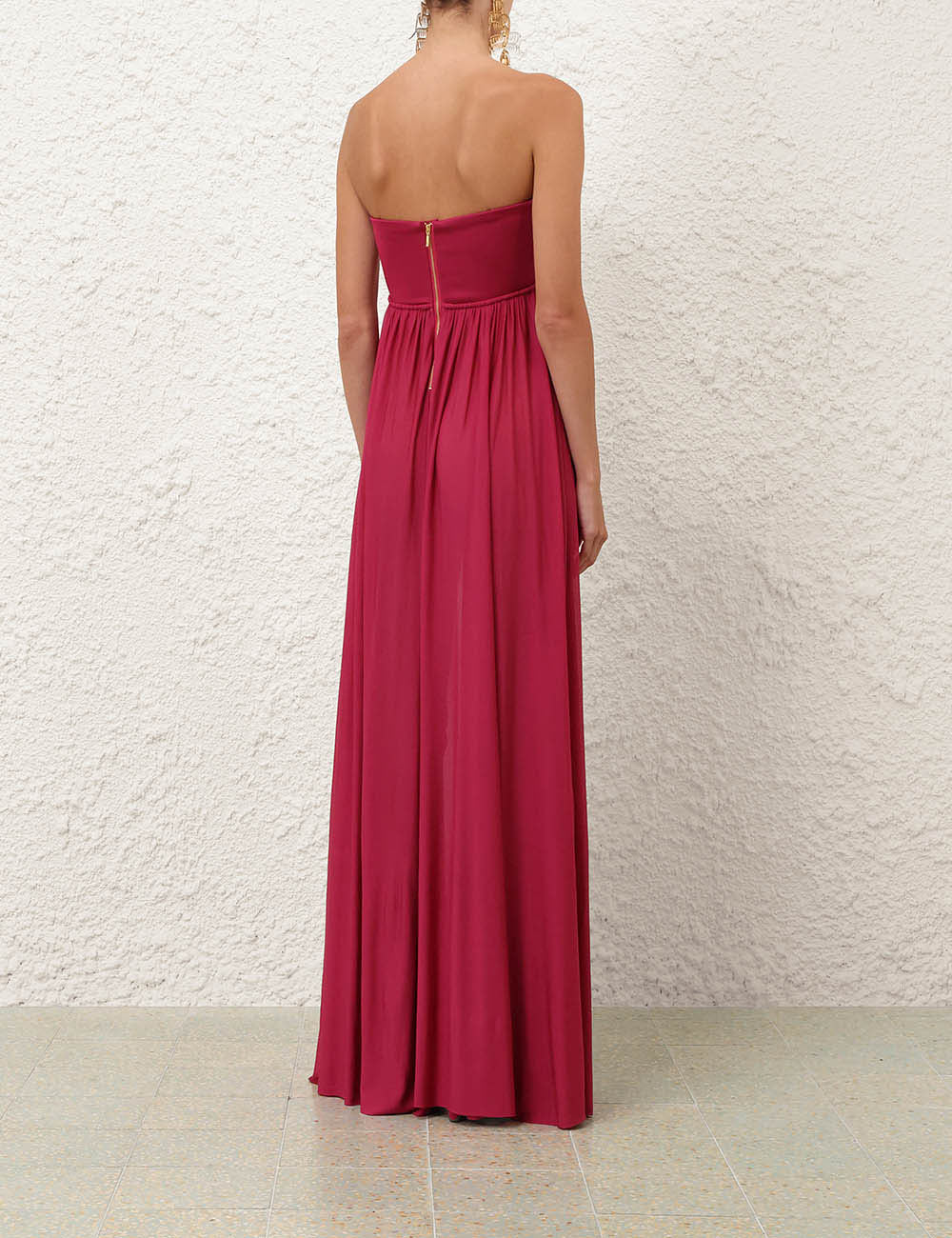 ZIMMERMANN 26S PLEATED STRAPLESS MAXI DRESS STYLE 170