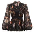 ZIMMERMANN 26S LONG SLEEVE FLORAL LACE BLOUSE STYLE 166