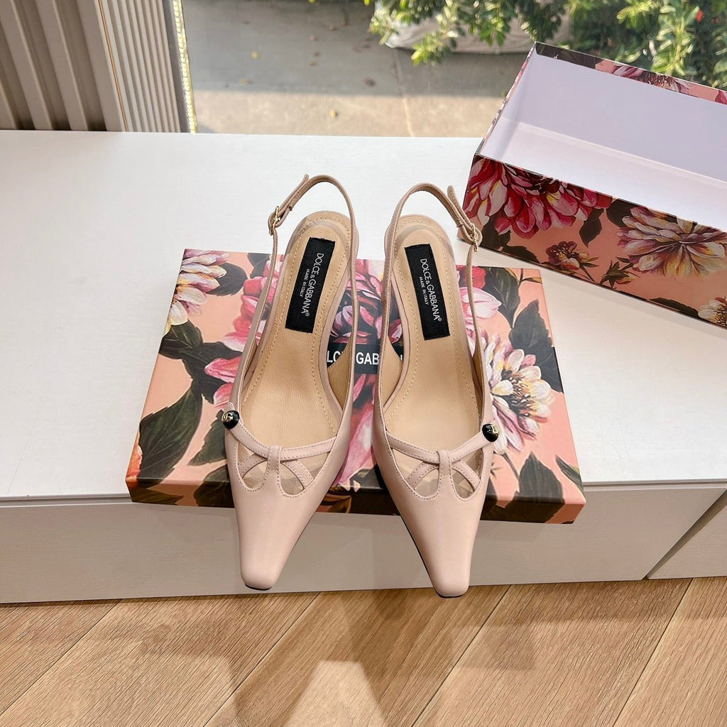 DG 70MM FOOTWEAR – BLUSH IN BEIGE CALFSKIN SLINGBACK