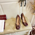 GUCCI 26S HORSEBIT MID-HEEL PUMPS 100 MM IN DARK RED CALFSKIN