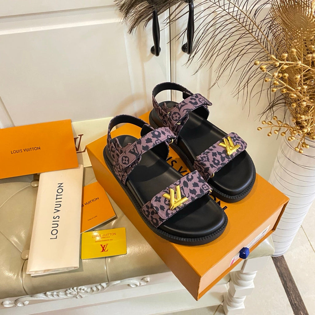 LV 26S SANDALS IN DARK PURPLE CANVAS