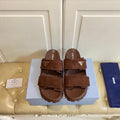 PRADA 26S DOUBLE STRAP SANDALS CHUNKY SOLE IN DARK BROWN SUEDE WITH LOGO