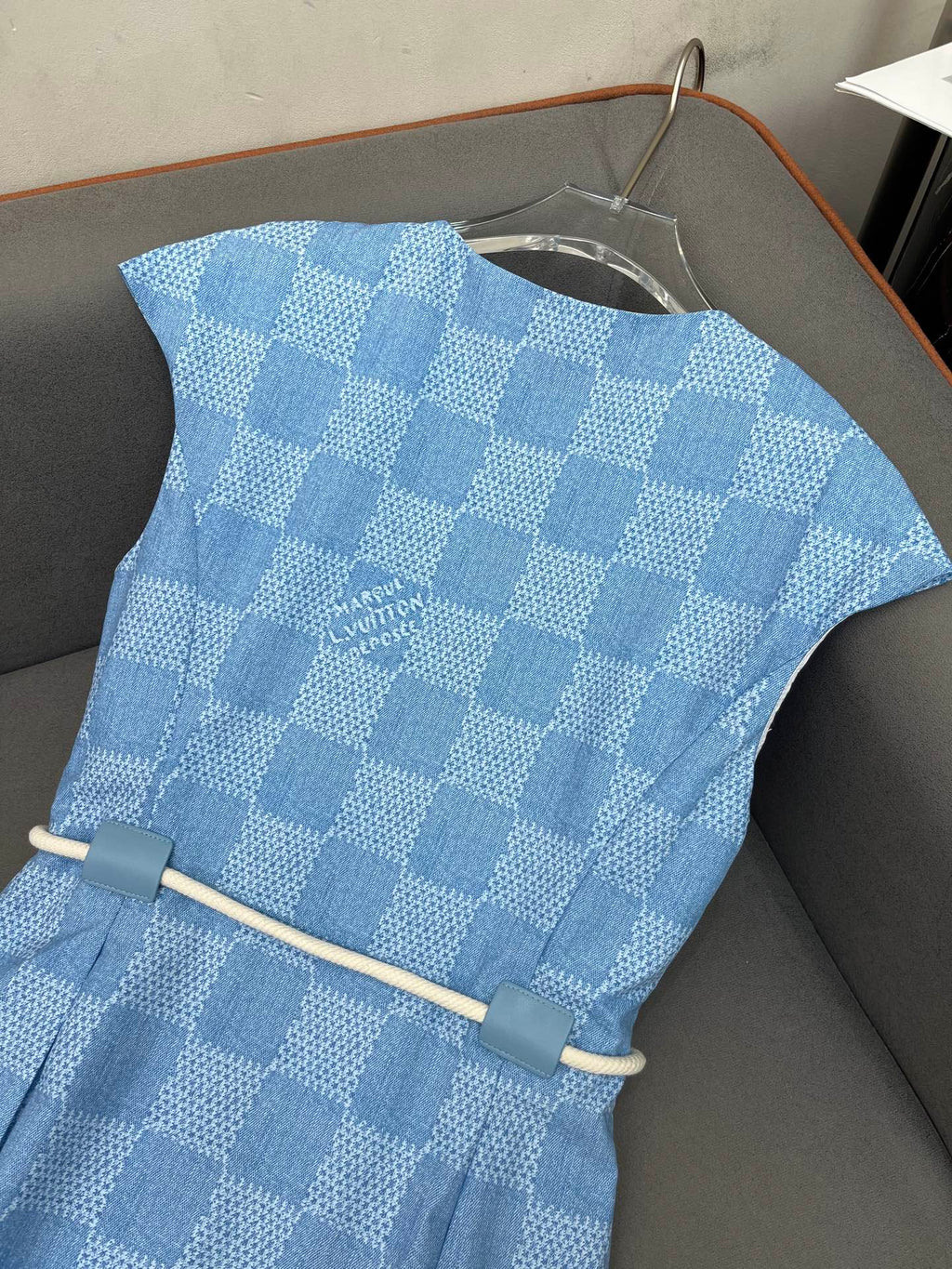LV FRONT ZIP SLEEVELESS DRESS BLUE 25S IN POLYESTER 266638