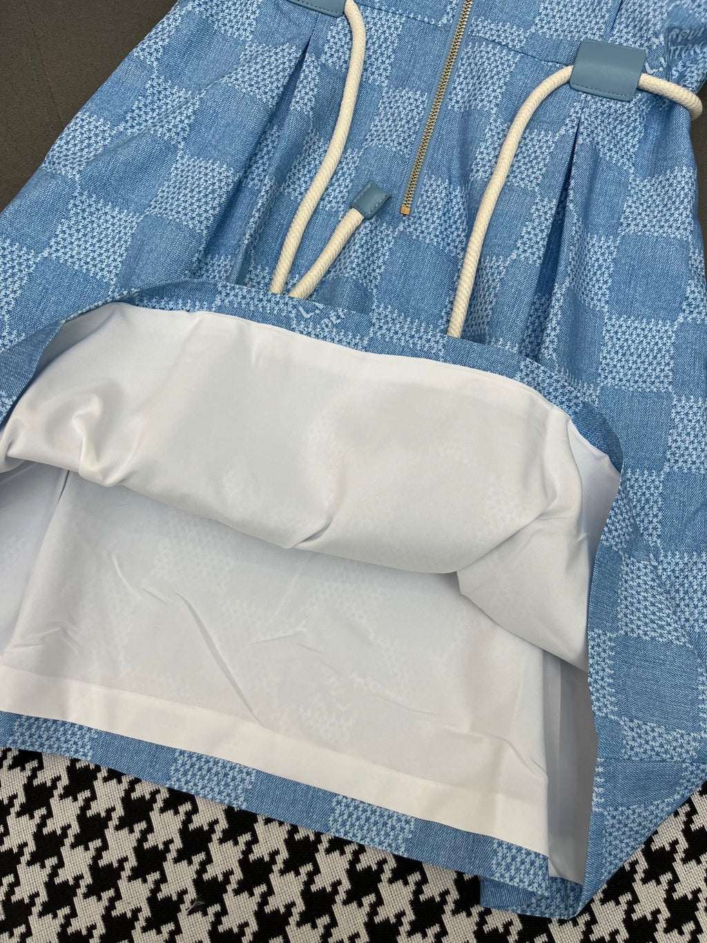 LV FRONT ZIP SLEEVELESS DRESS BLUE 25S IN POLYESTER 266638