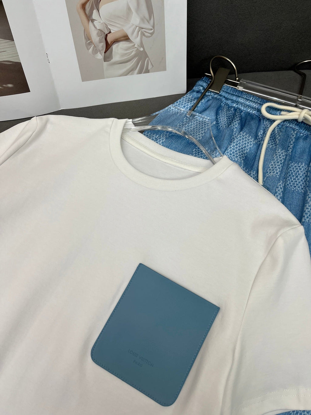LV T SHIRT AND WIDE LEG PANTS SET BLUE 25S IN POLYESTER 266642