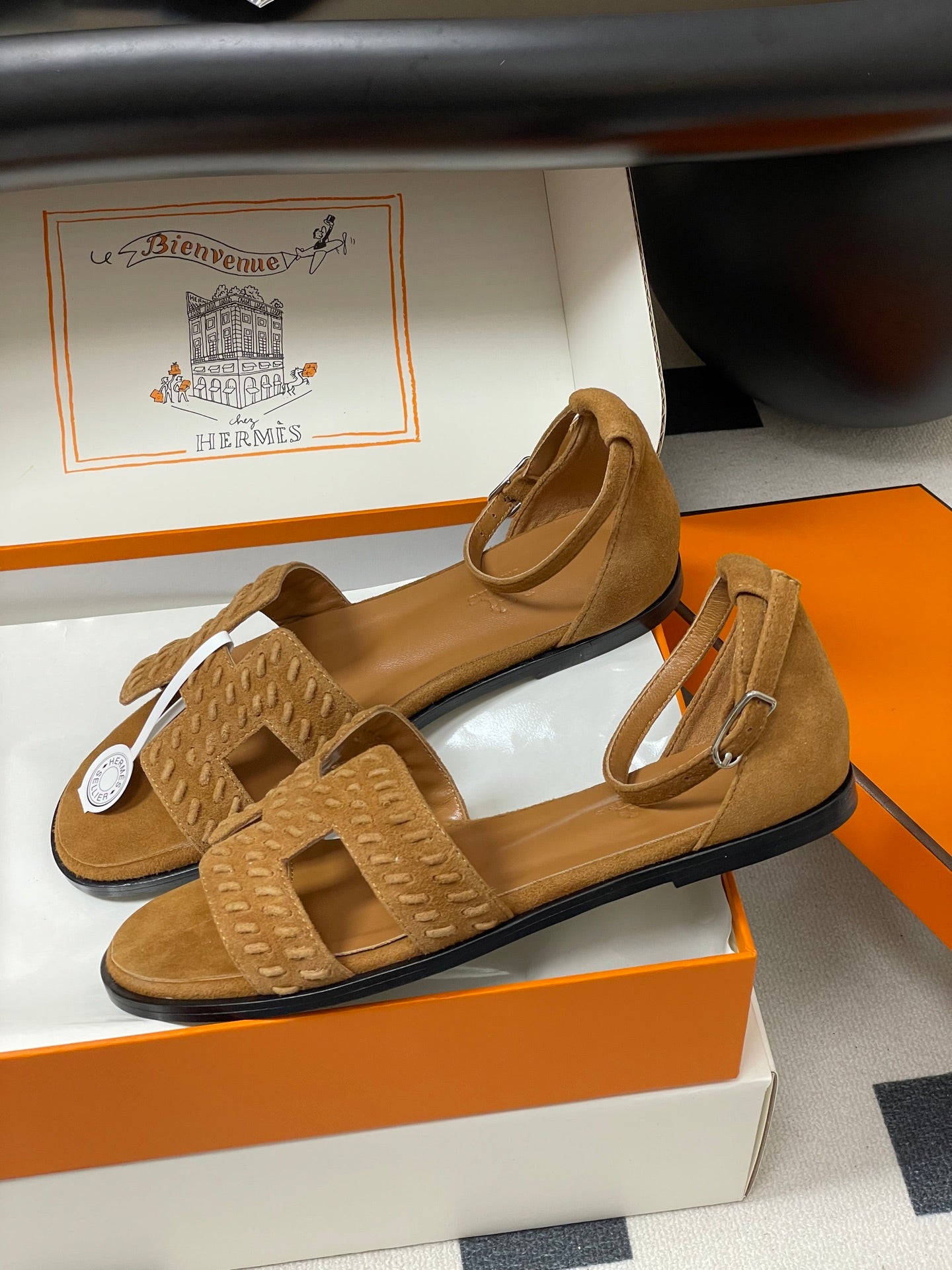 HM 25S SANTORINI SANDAL IN BROWN SUEDE AND LAMBSKIN