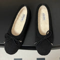 CELINE 26S BALLET FLATS IN BLACK WOOL WITH BOW STYLE 1