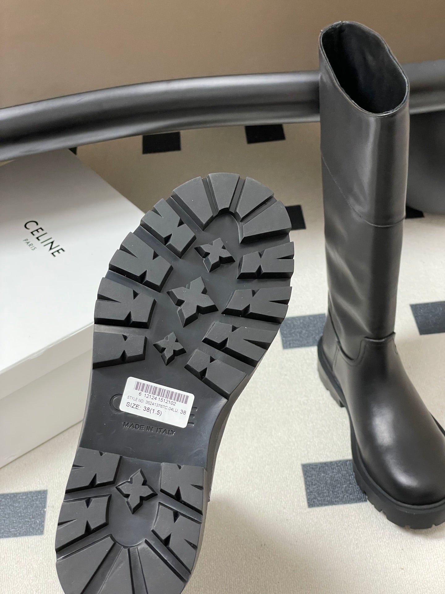 CELINE 26S MARGARET HIGH BOOTS IN BLACK CALFSKIN