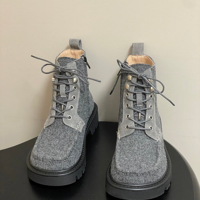 LOEWE 26S ANKLE BOOTS IN GRAY FABRIC