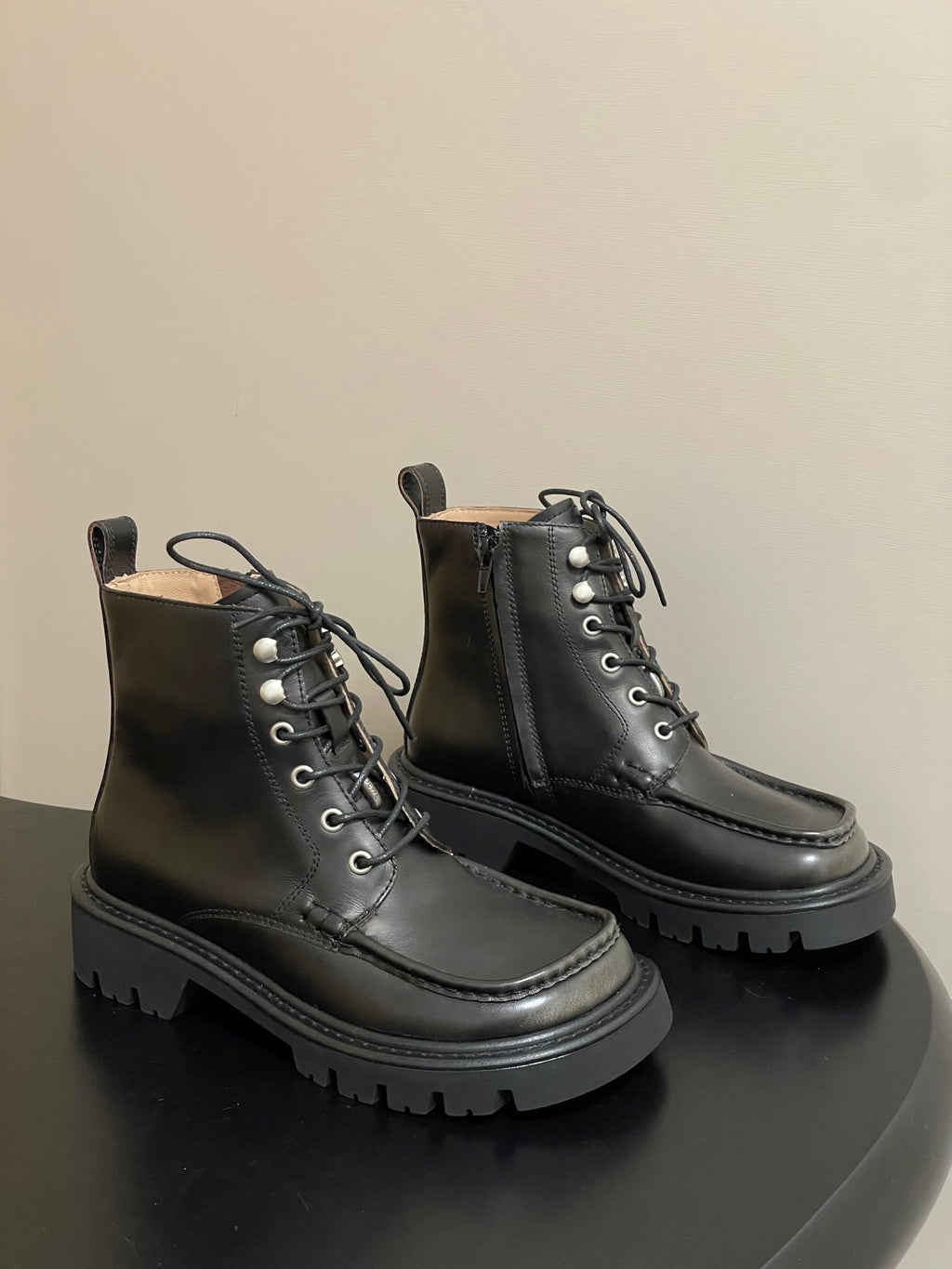LOEWE 26S ANKLE BOOTS IN DARK OLIVE GRAY CALFSKIN