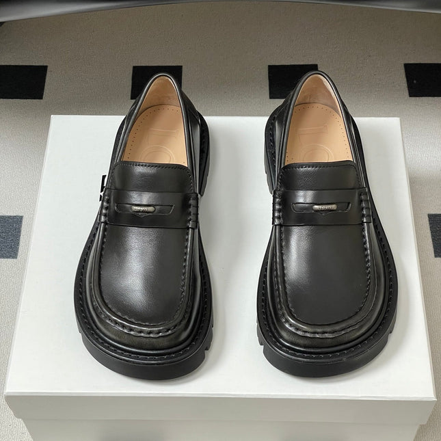 LOEWE 26S LOAFER IN DARK OLIVE GRAY CALFSKIN