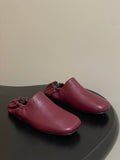 CELINE 26S ELASTIC-BACK FLAT SHOES IN DARK RED LAMBSKIN