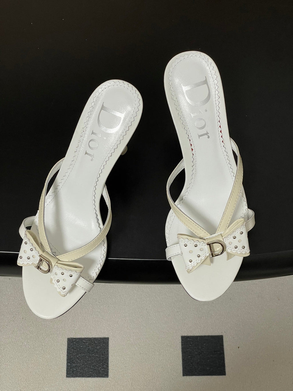 DIOR 26S HIGH HEEL SANDALS 100 MM IN WHITE CALFSKIN