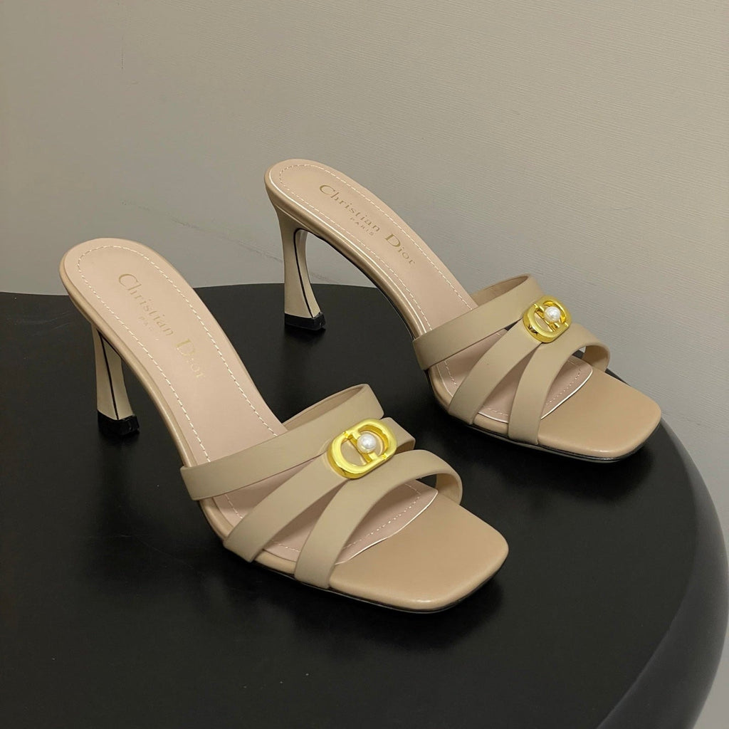 DIOR 26S HIGH HEEL SANDALS 80 MM IN WARM BEIGE BROWN CALFSKIN
