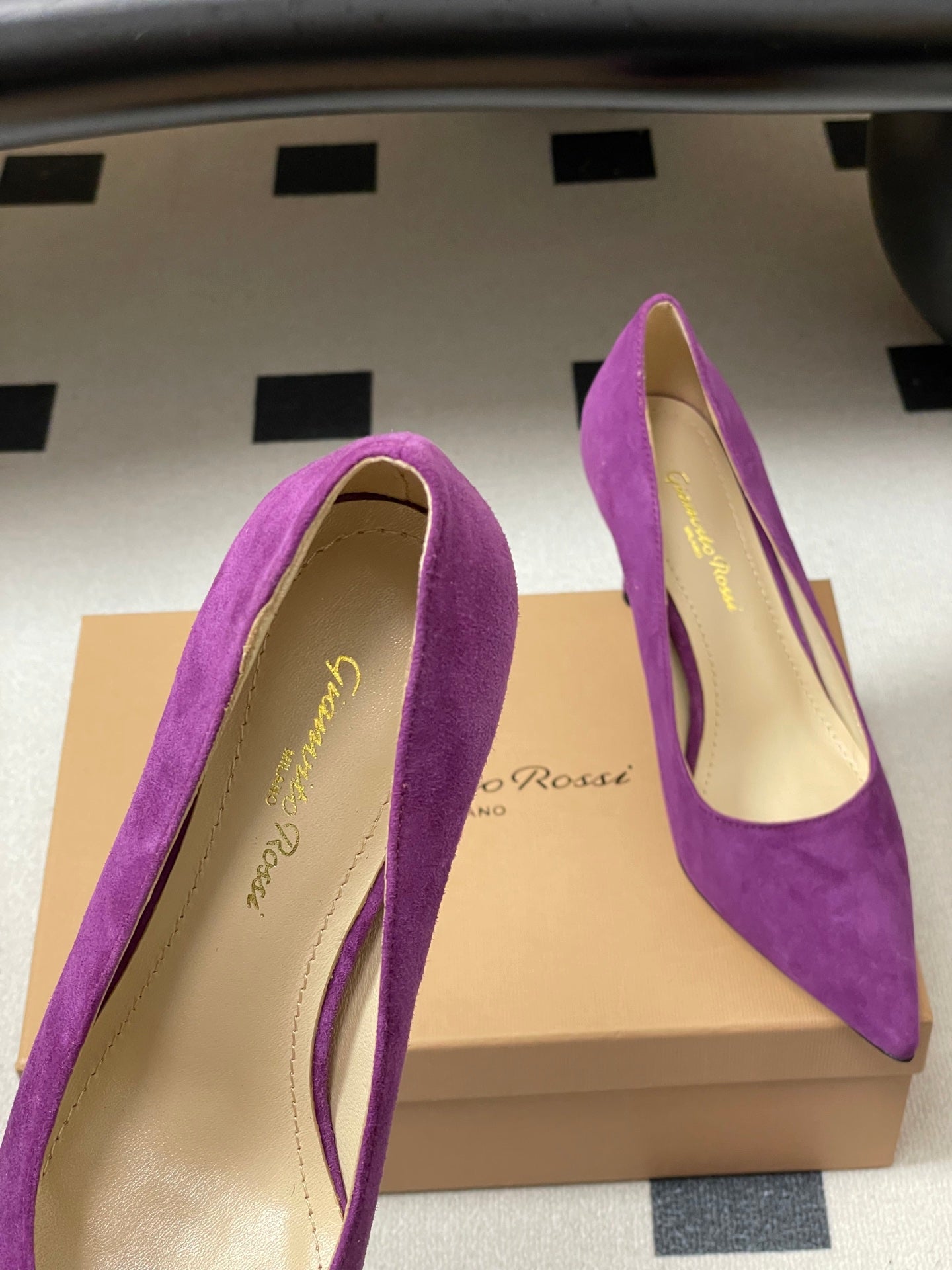 GIANVITO ROSSI 26S HIGH HEELS 85 MM IN PURPLE SUEDE