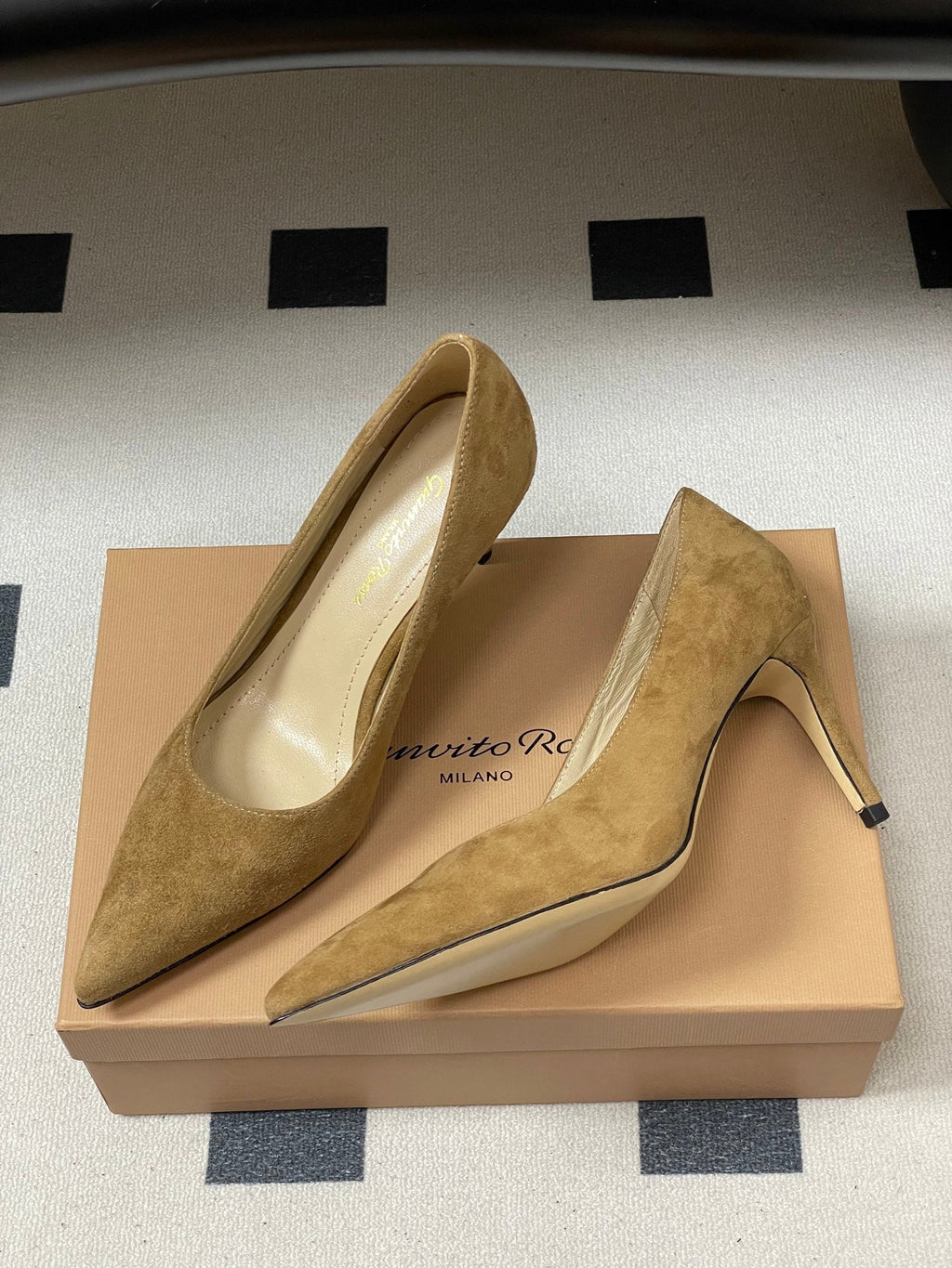 GIANVITO ROSSI 26S HIGH HEELS 85 MM IN LIGHT BROWN SUEDE