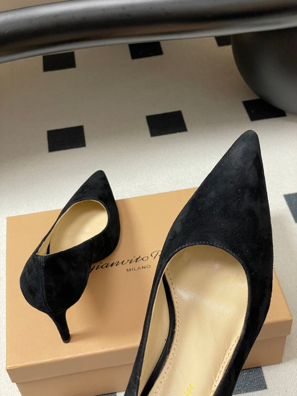 GIANVITO ROSSI 26S HIGH HEELS 85 MM IN BLACK SUEDE