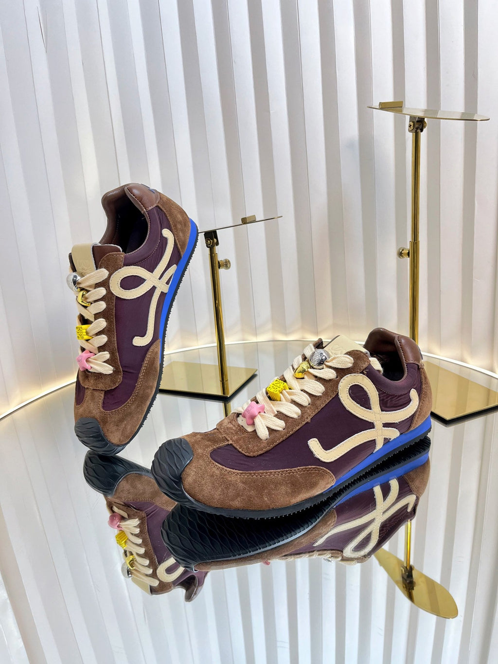 LOEWE 26S RUNNER 2.0 SNEAKERS IN DARK BROWN SUEDE AND FABRIC