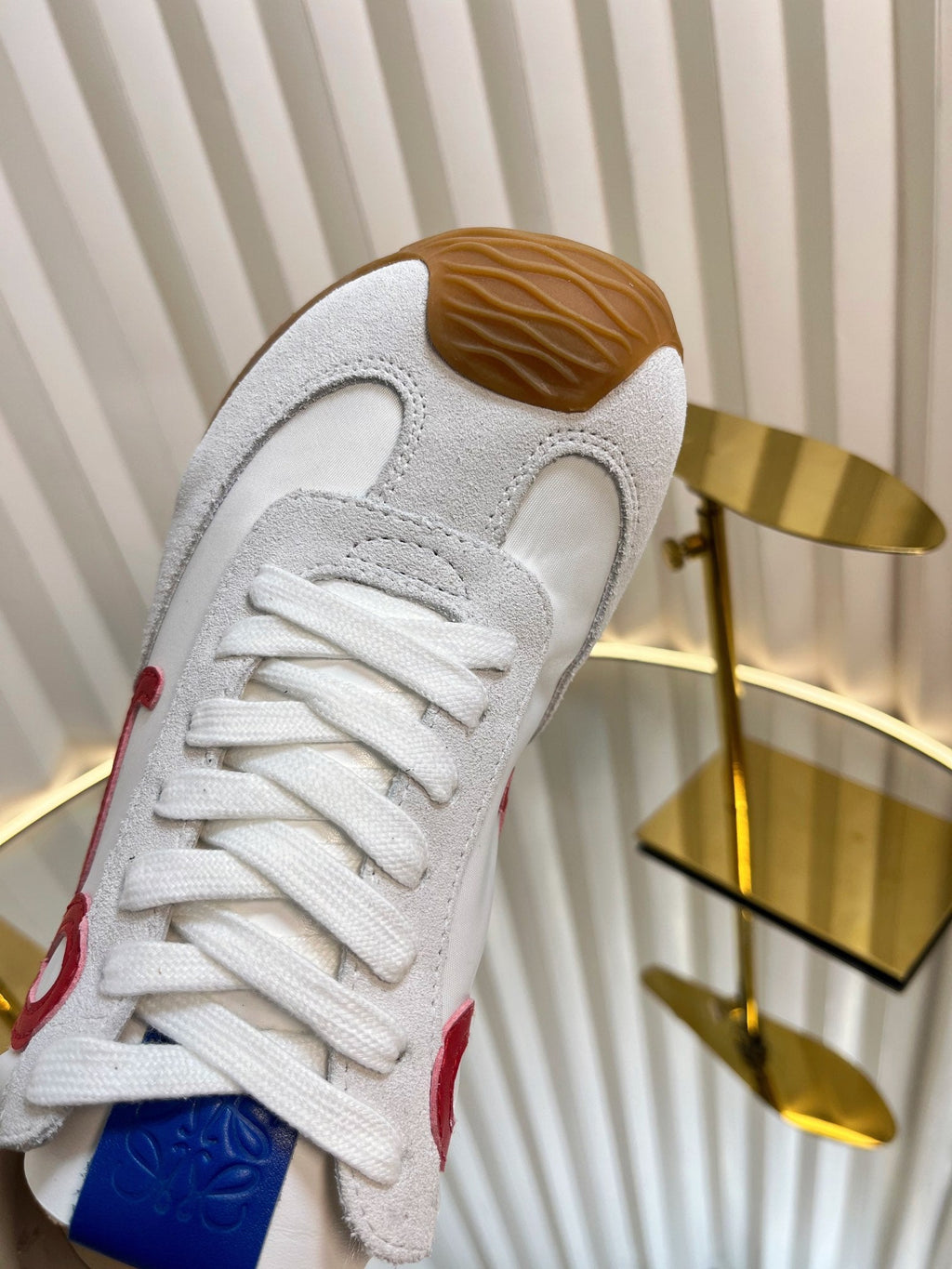 LOEWE 26S RUNNER 2.0 SNEAKERS IN WHITE FABRIC AND SUEDE STYLE 1