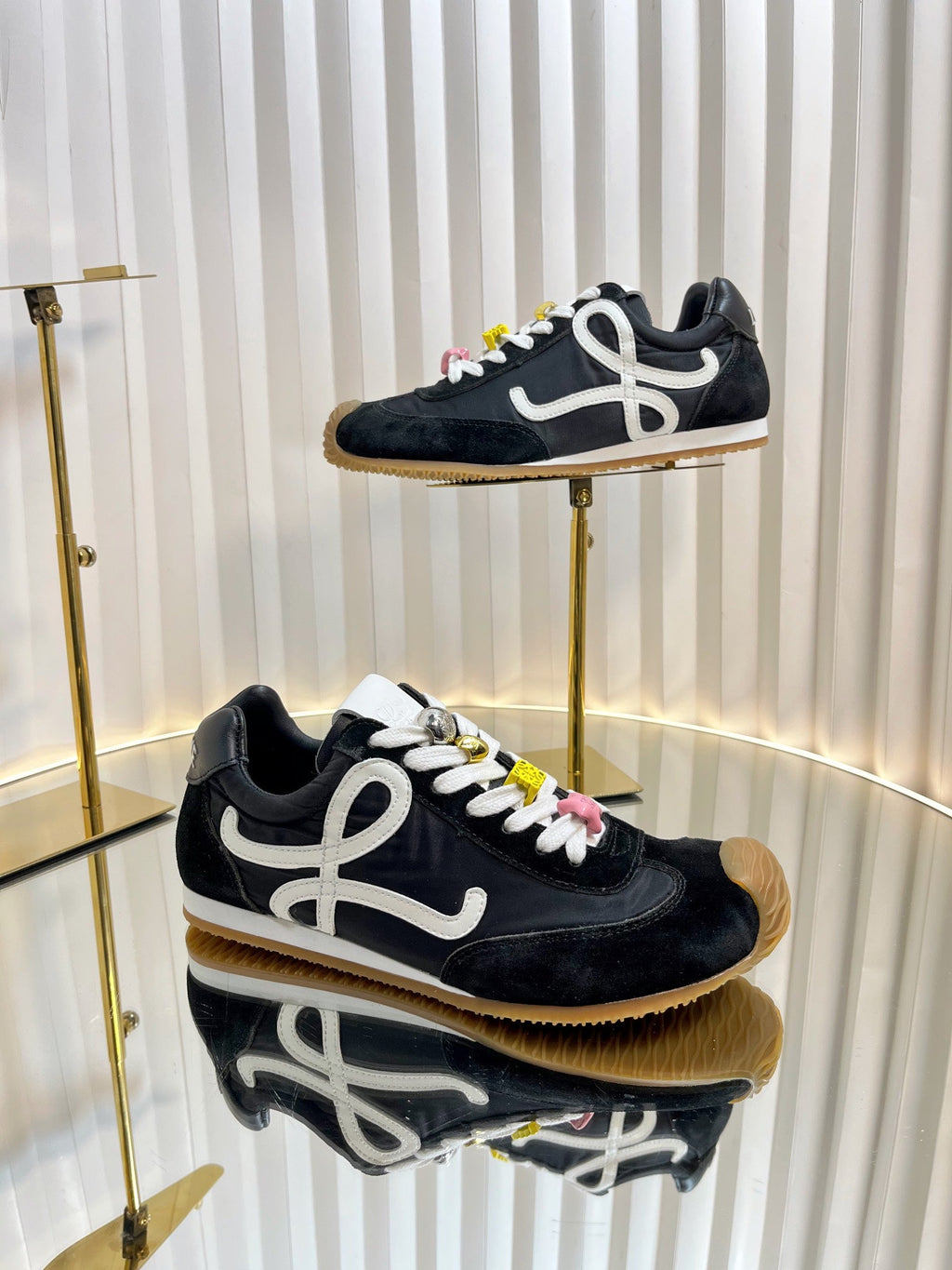 LOEWE 26S RUNNER 2.0 SNEAKERS IN BLACK FABRIC AND SUEDE