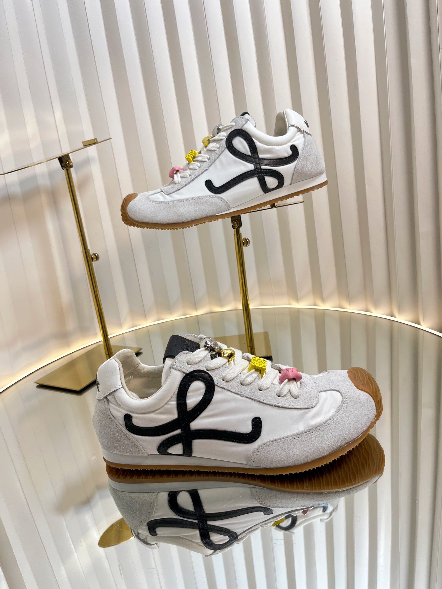 LOEWE 26S RUNNER 2.0 SNEAKERS IN WHITE FABRIC AND SUEDE