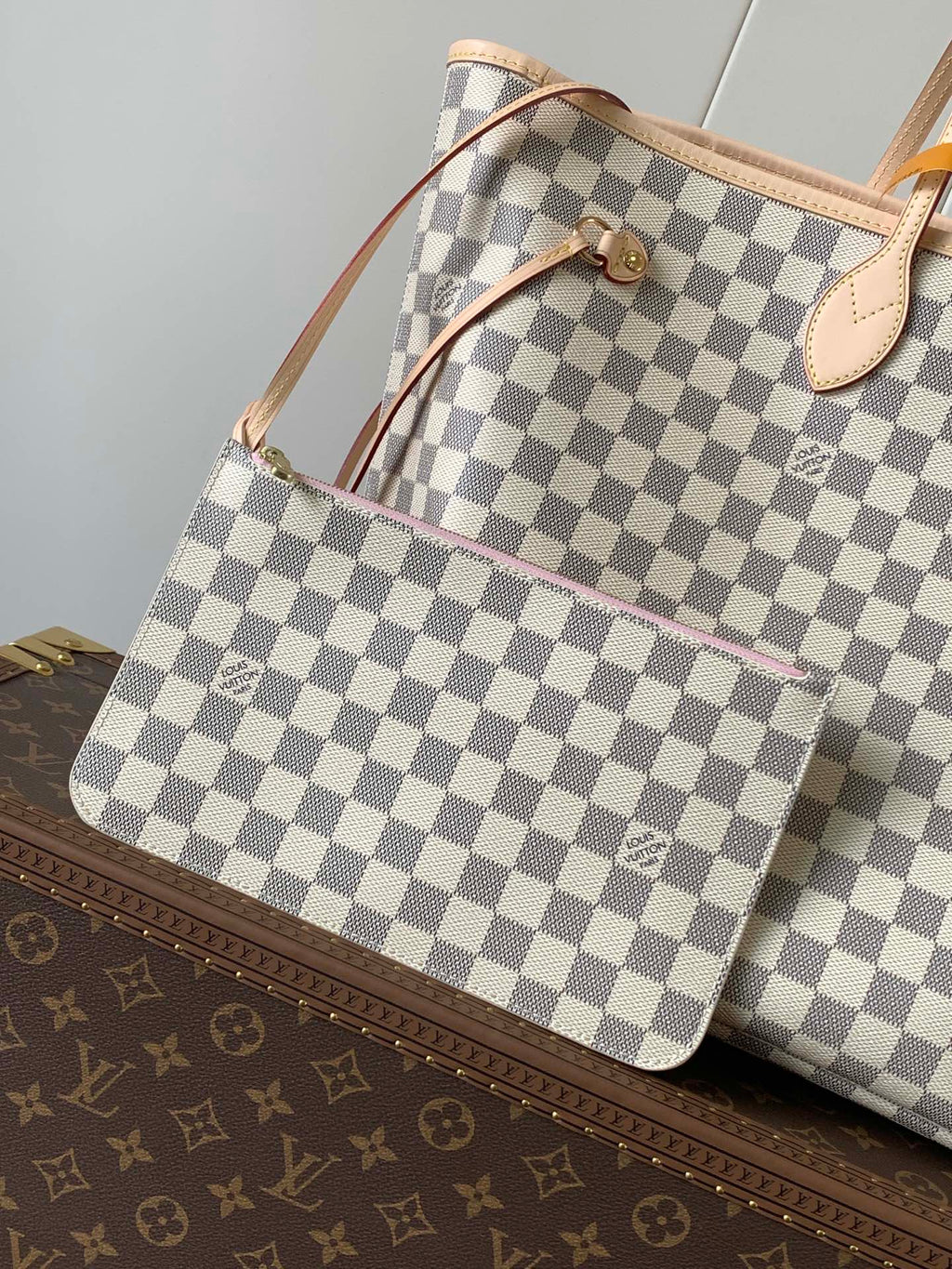 LV NEVERFULL 39 MM IN BEIGE DAMIER AZUR CANVAS