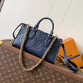 LV 25S ONTHEGO EAST WEST BAG 25 IN NAVY BLUE CALFSKIN MONOGRAM EMPREINTE