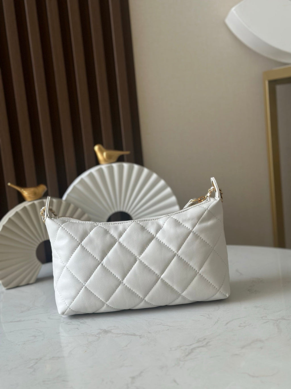 CHANEL 26S HOBO BAG 26 IN WHITE LAMBSKIN