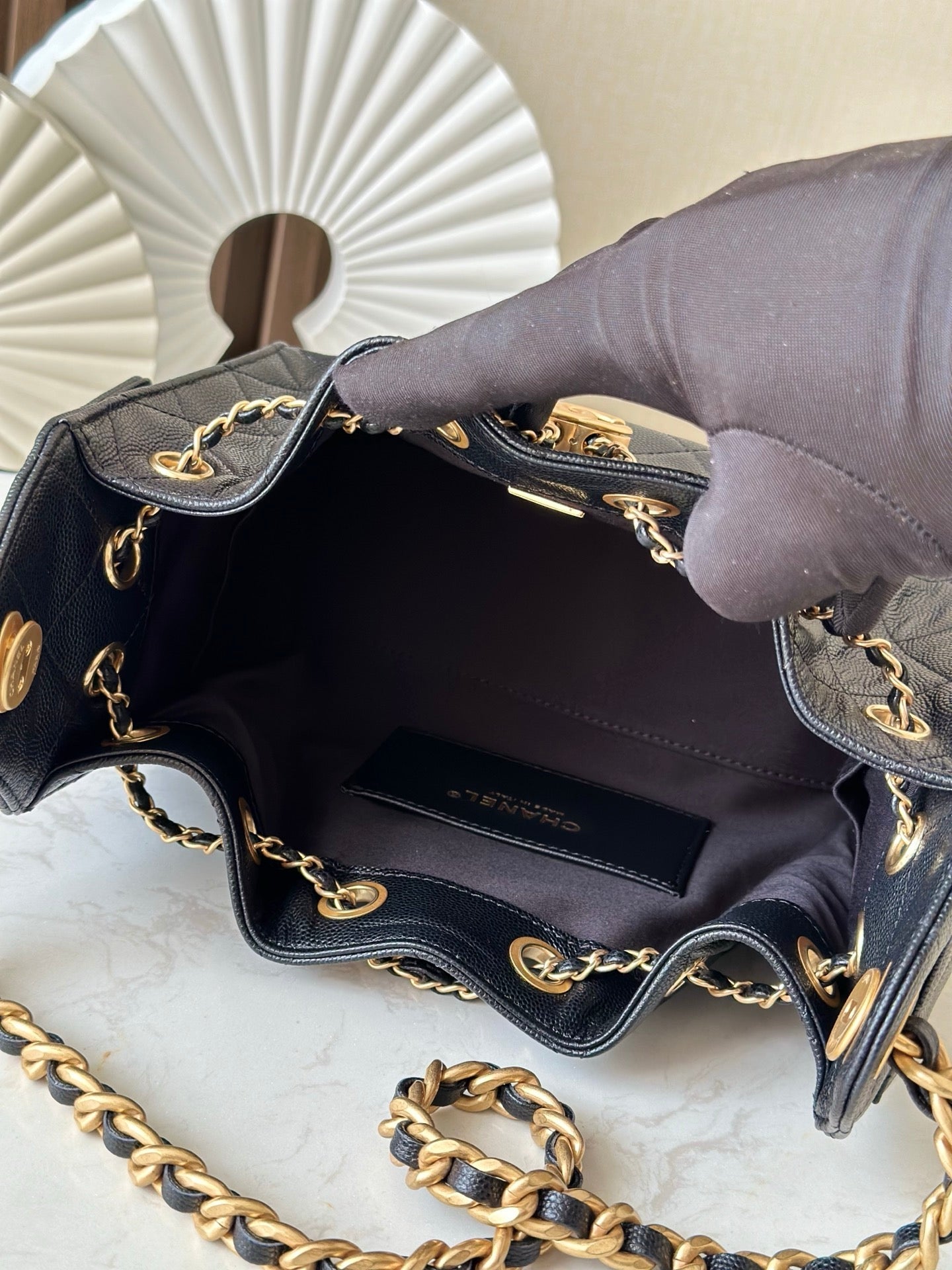 CHANEL 25S HOBO BAG 22 IN BLACK CAVIAR CALFSKIN GOLD HARDWARE