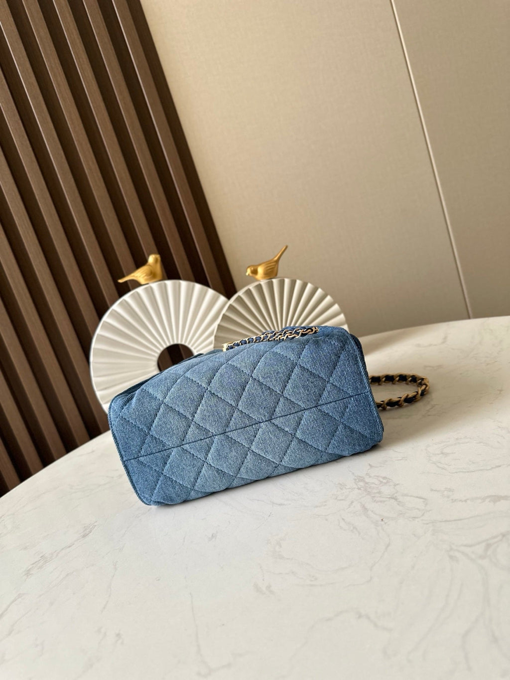 CHANEL 25S HOBO BAG 22 IN BLUE DENIM GOLD HARDWARE