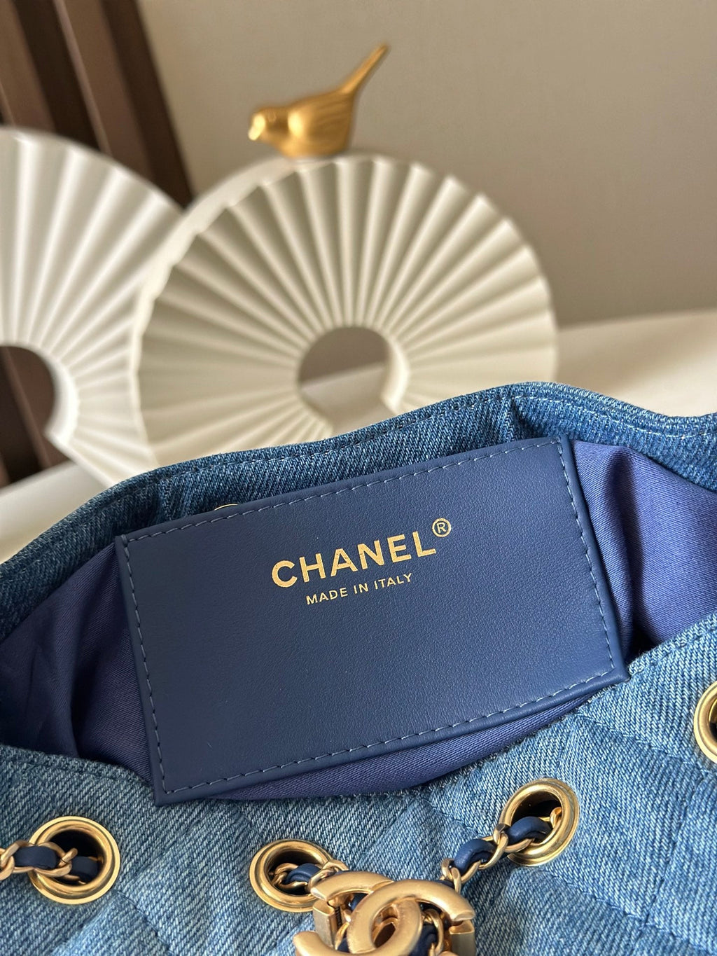CHANEL 25S HOBO BAG 22 IN BLUE DENIM GOLD HARDWARE