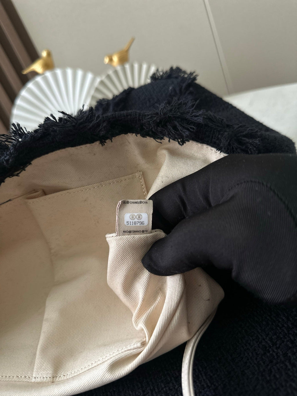 CHANEL 26S FLAP BAG 38 IN BLACK TWEED
