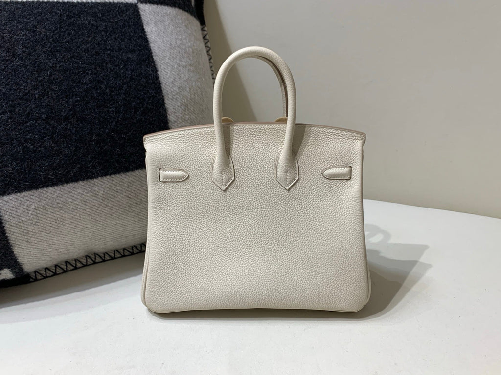 HM 25S BIRKIN BAG 25 CM IN BEIGE WHITE LAMBSKIN WITH ROSE GOLD HARDWARE