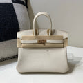HM 25S BIRKIN BAG 25 CM IN BEIGE WHITE LAMBSKIN WITH ROSE GOLD HARDWARE