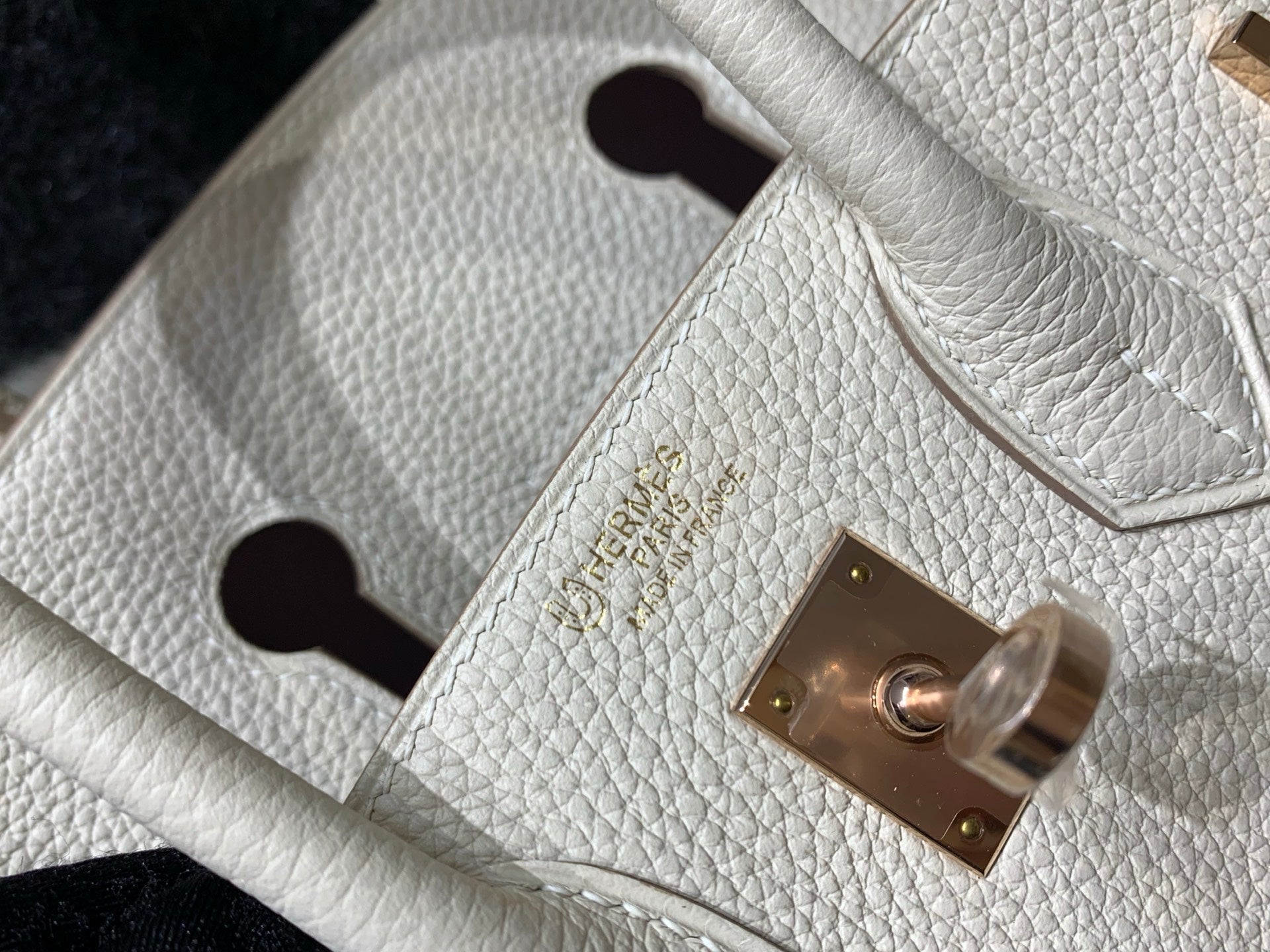 HM 25S BIRKIN BAG 25 CM IN BEIGE WHITE LAMBSKIN WITH ROSE GOLD HARDWARE