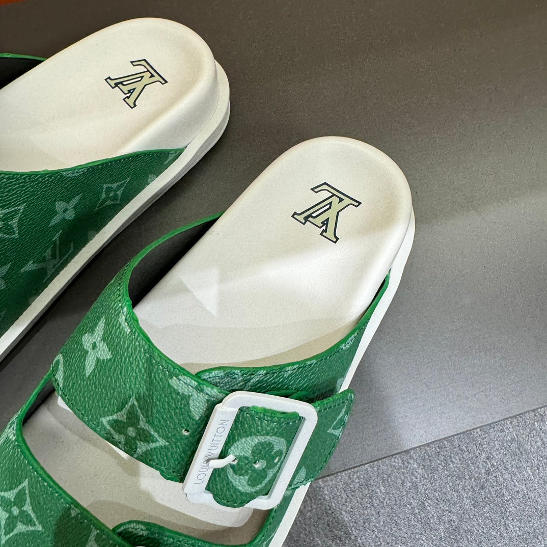 LV DAD SANDAL JADE GREEN MONOGRAM CALFSKIN
