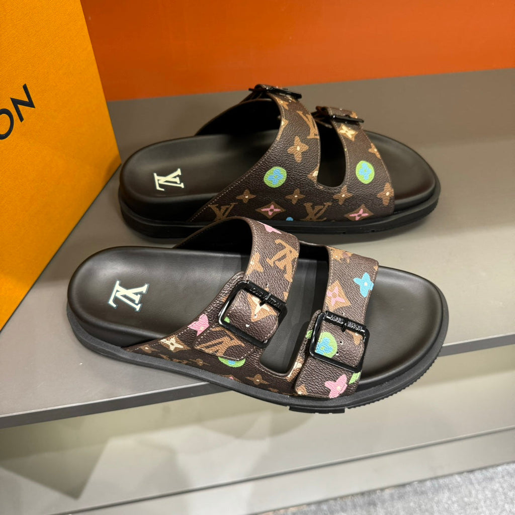 LV DAD SANDAL CHOCOLATE BROWN MONOGRAM CALFSKIN