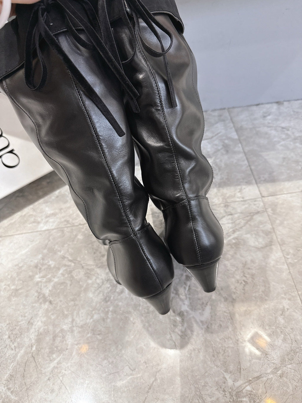 ALO 25S FOLD-OVER TALL BOOTS 50 MM IN BLACK LAMBSKIN
