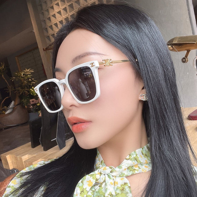 TRIOMPHE SUNGLASS 497817 IN WHITE METAL BLACK LENSES