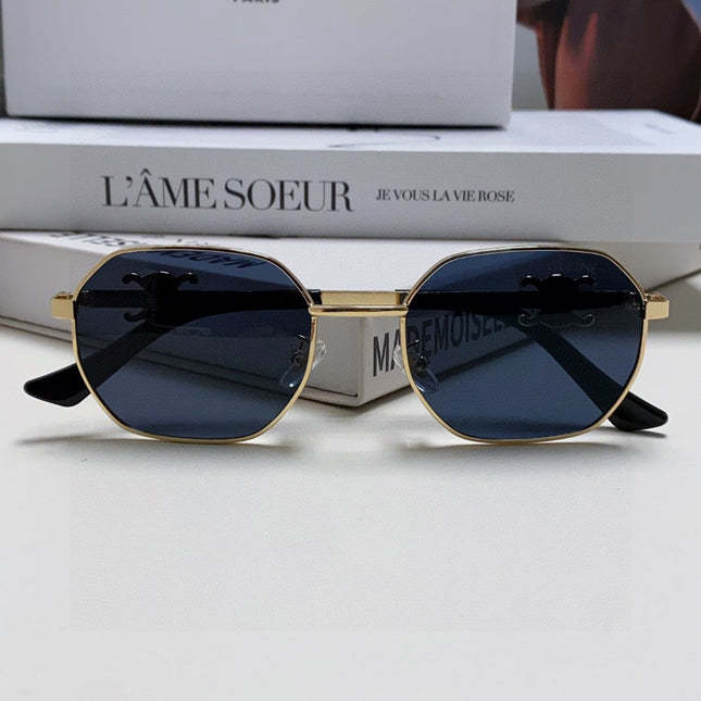 TRIOMPHE SUNGLASS 497823 IN GOLD METAL BLACK LENSES