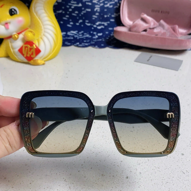 RUNWAY SQUARE SUNGLASSES 563197 IN TAN BLUE ACETATE