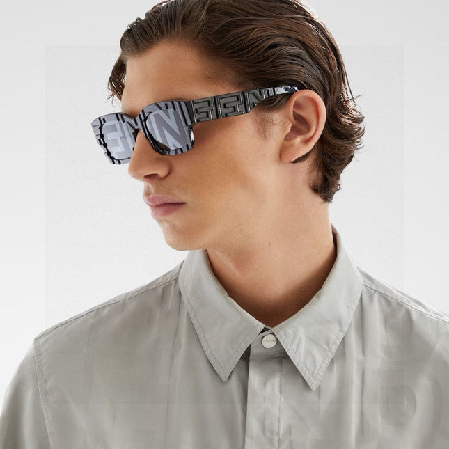 ROMA EMBOSSED RECTANGULAR FRAME SUNGLASSES 527221 IN ACETATE