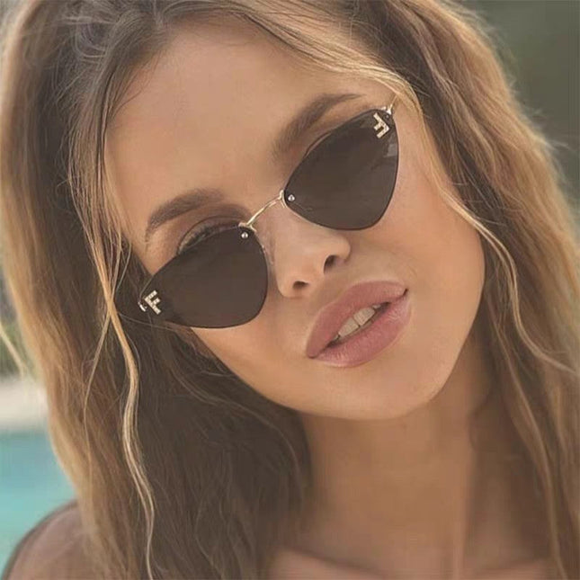 SKY RIMLESS TRIANGLE FRAME SUNGLASSES 566724 IN METAL