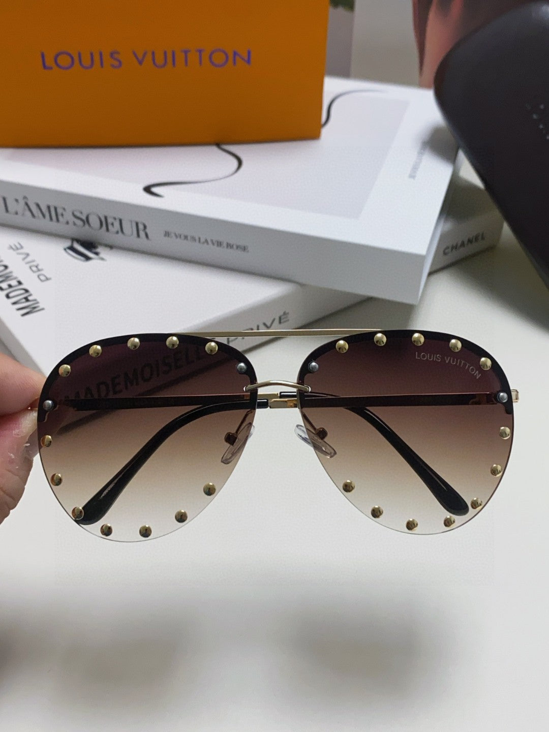 PARTY PILOT SUNGLASSES 567464 IN GOLD METAL BROWN SMOKE LENSES